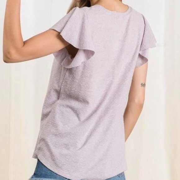 Lavender Ruffle Sleeve Top - Picture 2 of 4